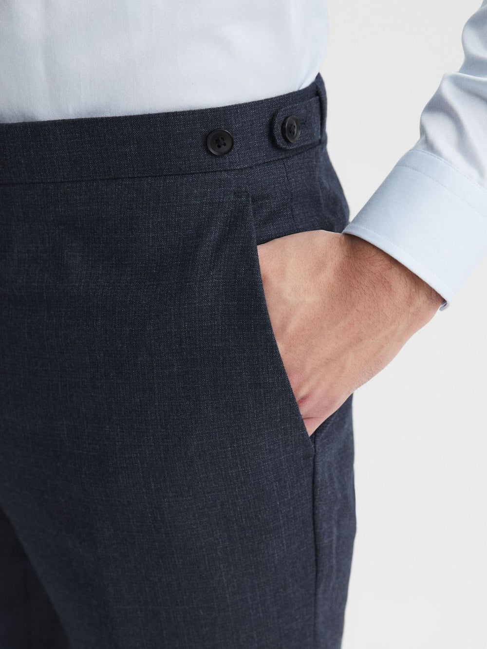 Reiss Trousers | Dunn Textured Slim Fit Trousers Navy - Men