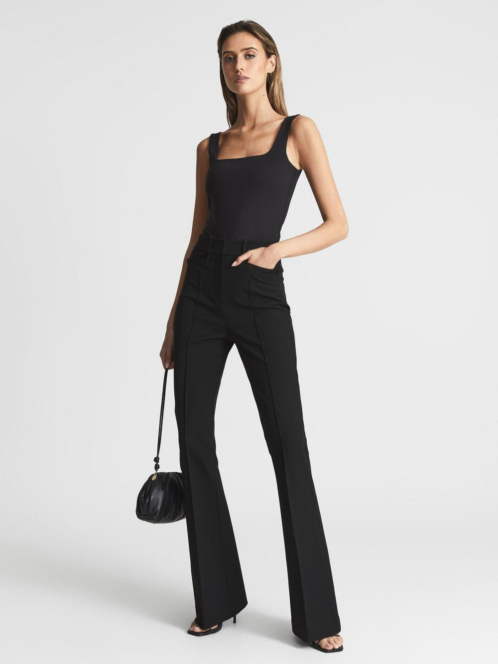 Reiss Trousers | Dylan Flared Trousers Black - Women
