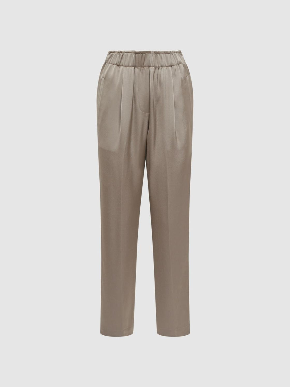 Reiss Trousers | Elaina Satin Elasticated Tapered Trousers Mink - Women