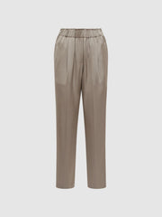 Reiss Trousers | Elaina Satin Elasticated Tapered Trousers Mink - Women