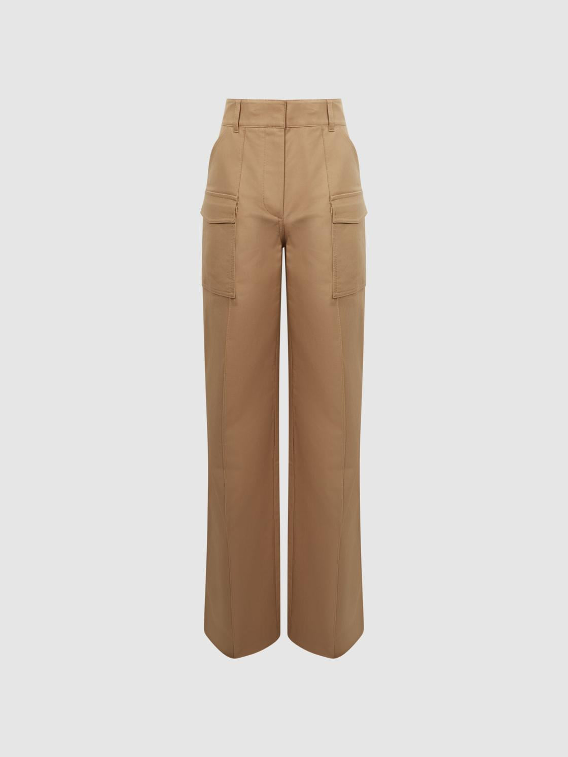 Reiss Trousers | Eliana Wide Leg Combat Trousers Camel - Women