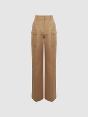 Reiss Trousers | Eliana Wide Leg Combat Trousers Camel - Women