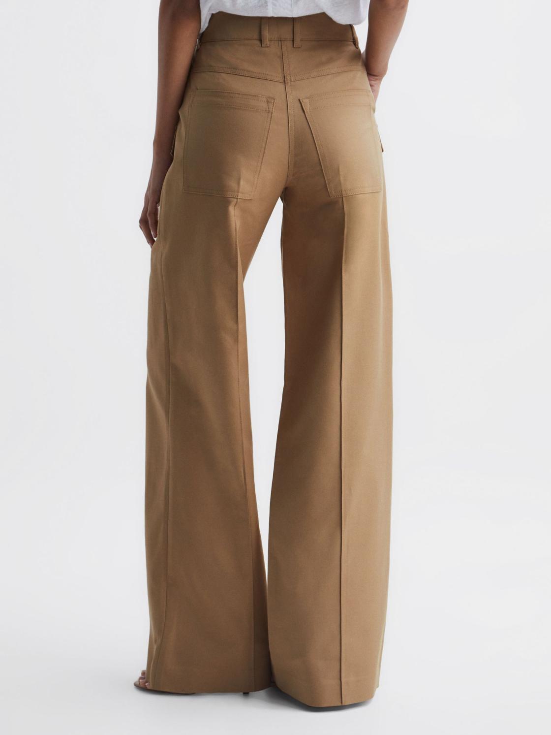 Reiss Trousers | Eliana Wide Leg Combat Trousers Camel - Women