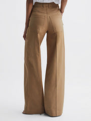 Reiss Trousers | Eliana Wide Leg Combat Trousers Camel - Women