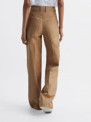 Reiss Trousers | Eliana Wide Leg Combat Trousers Camel - Women