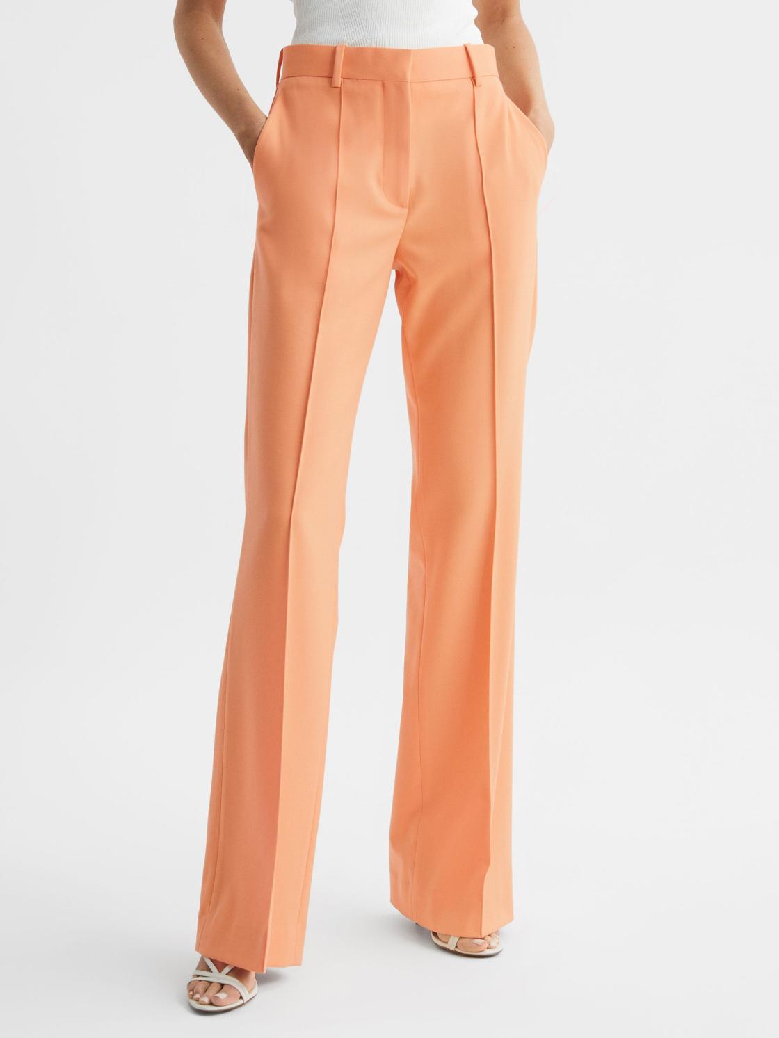 Reiss Trousers | Emmy Wide Leg Tailored Trousers Orange - Women