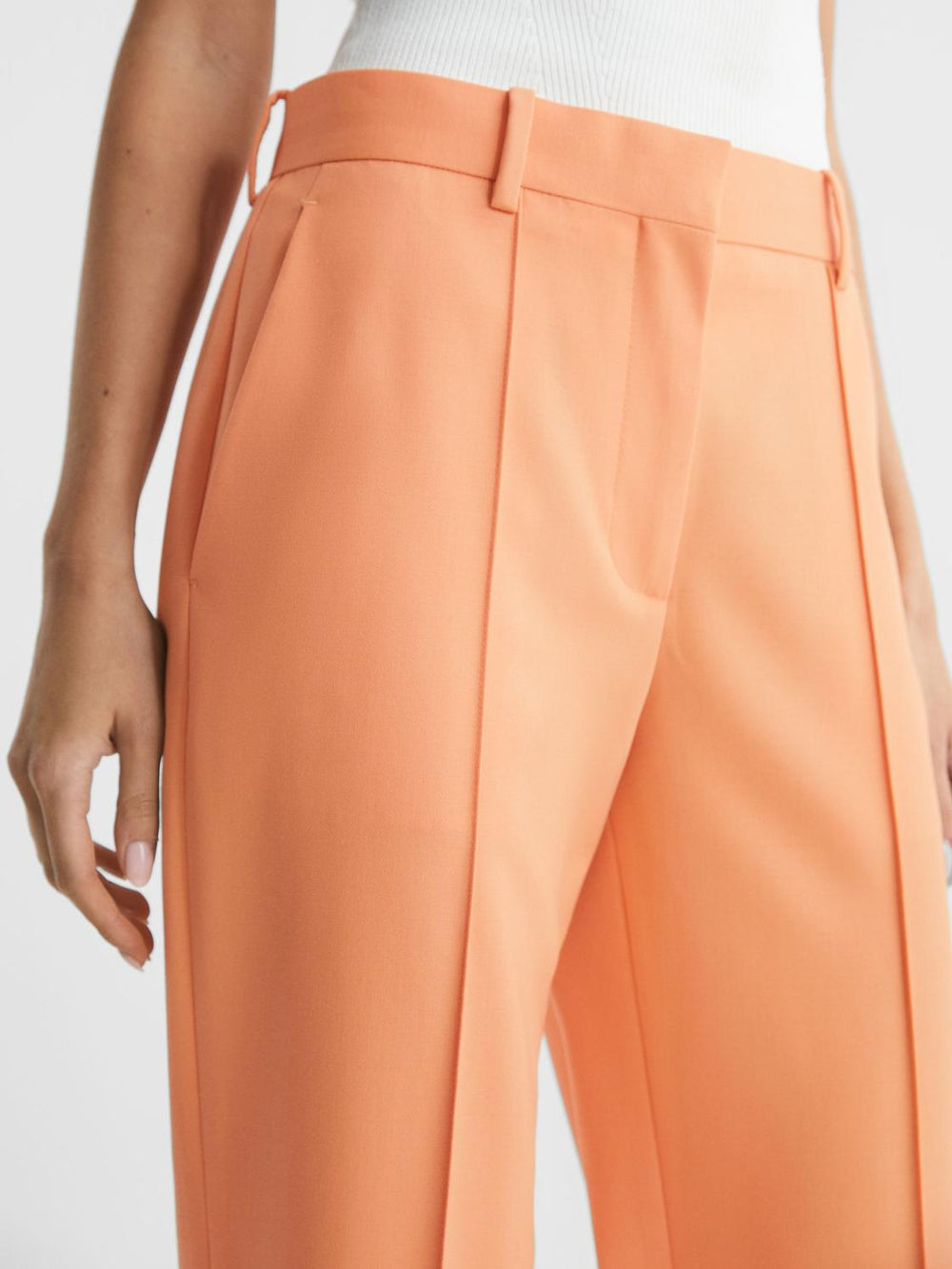 Reiss Trousers | Emmy Wide Leg Tailored Trousers Orange - Women