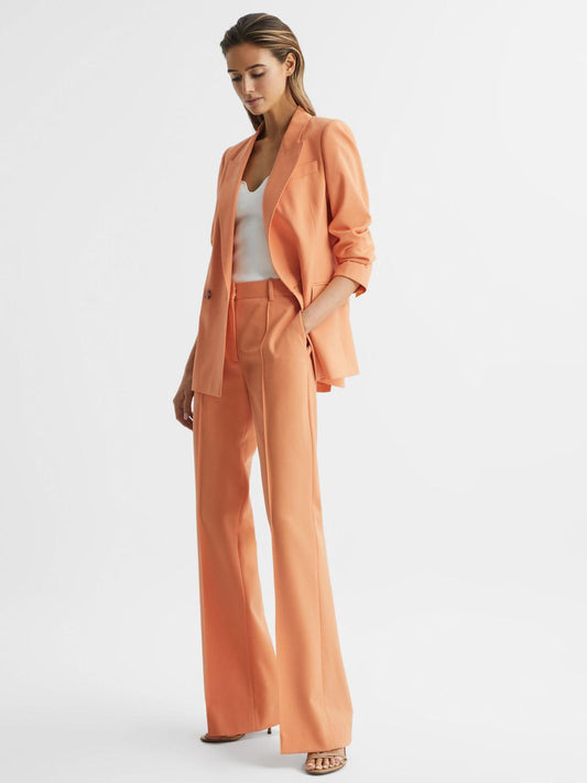 Reiss Trousers | Emmy Wide Leg Tailored Trousers Orange - Women