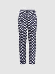 Reiss Trousers | Ezra Polka Dot Drawstring Tapered Trousers Navy/white - Women
