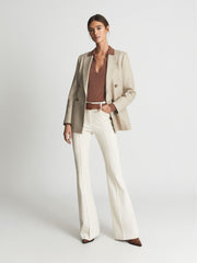 Reiss Trousers | Florence High Rise Flared Trousers Cream - Women