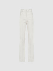 Reiss Trousers | Florence High Rise Flared Trousers Cream - Women