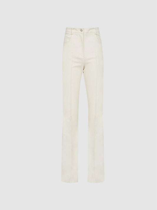 Reiss Trousers | Florence High Rise Flared Trousers Cream - Women