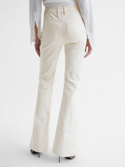 Reiss Trousers | Florence High Rise Flared Trousers Cream - Women