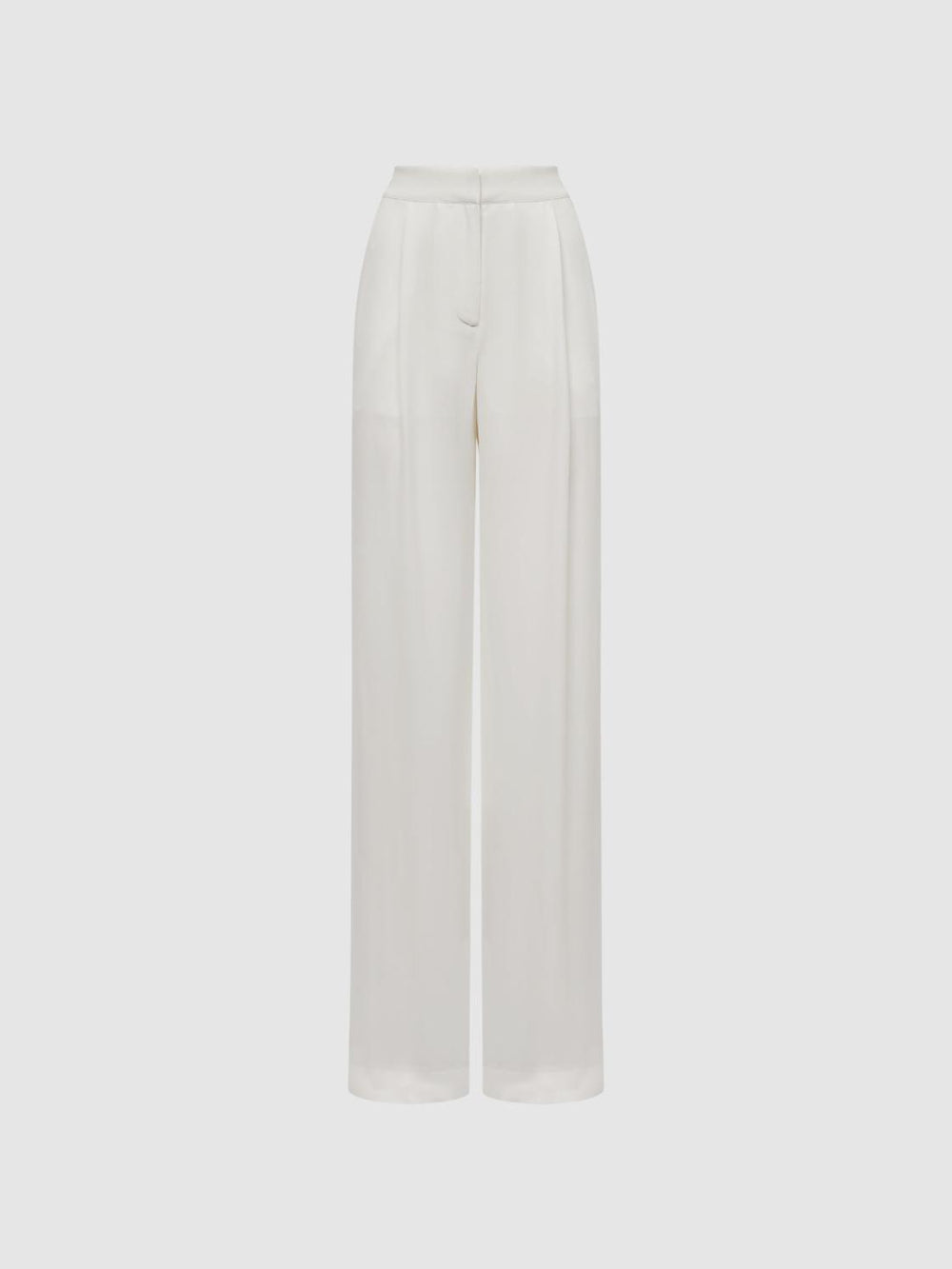 Reiss Trousers | Gina Mid Rise Wide Leg Trousers Ivory - Women