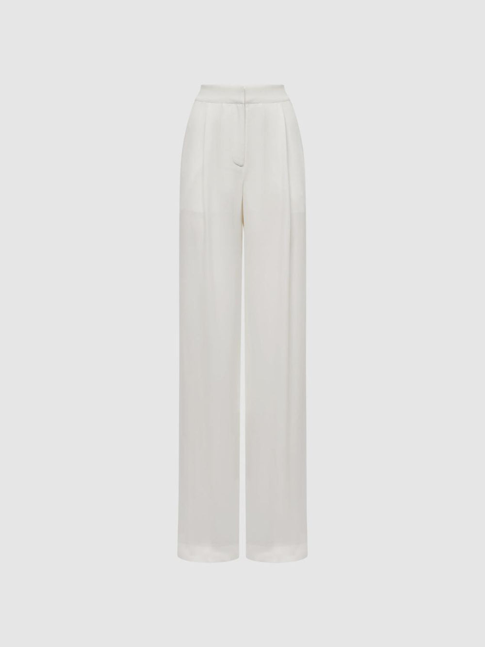 Reiss Trousers | Gina Mid Rise Wide Leg Trousers Ivory - Women