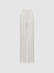 Reiss Trousers | Gina Mid Rise Wide Leg Trousers Ivory - Women
