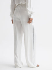 Reiss Trousers | Gina Mid Rise Wide Leg Trousers Ivory - Women