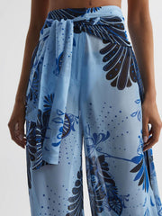 Reiss Trousers | Ginnie Sheer Wide Leg Trousers Blue Print - Women