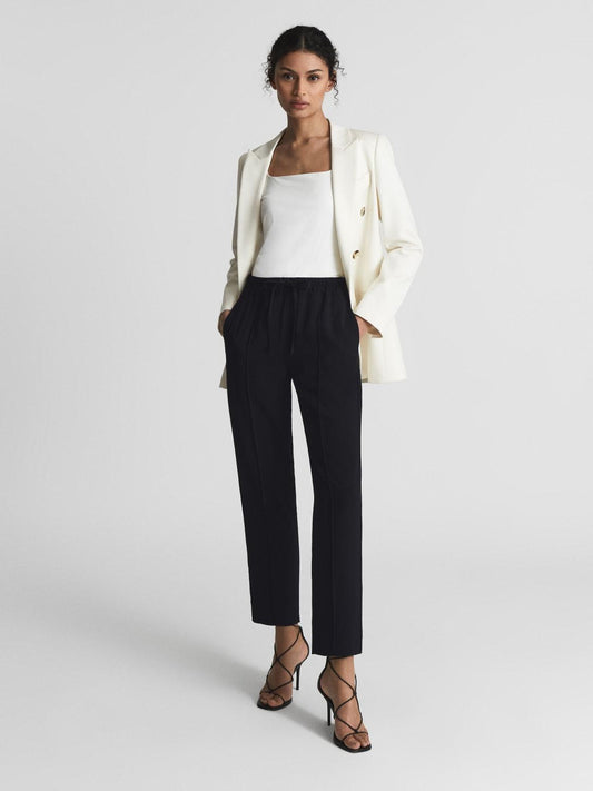 Reiss Trousers | Hailey Pull-On Tapered Trousers Black - Women