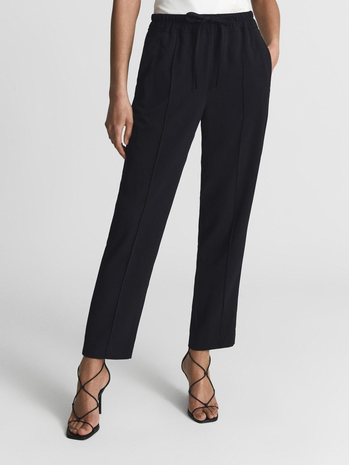 Reiss Trousers | Hailey Pull-On Tapered Trousers Black - Women