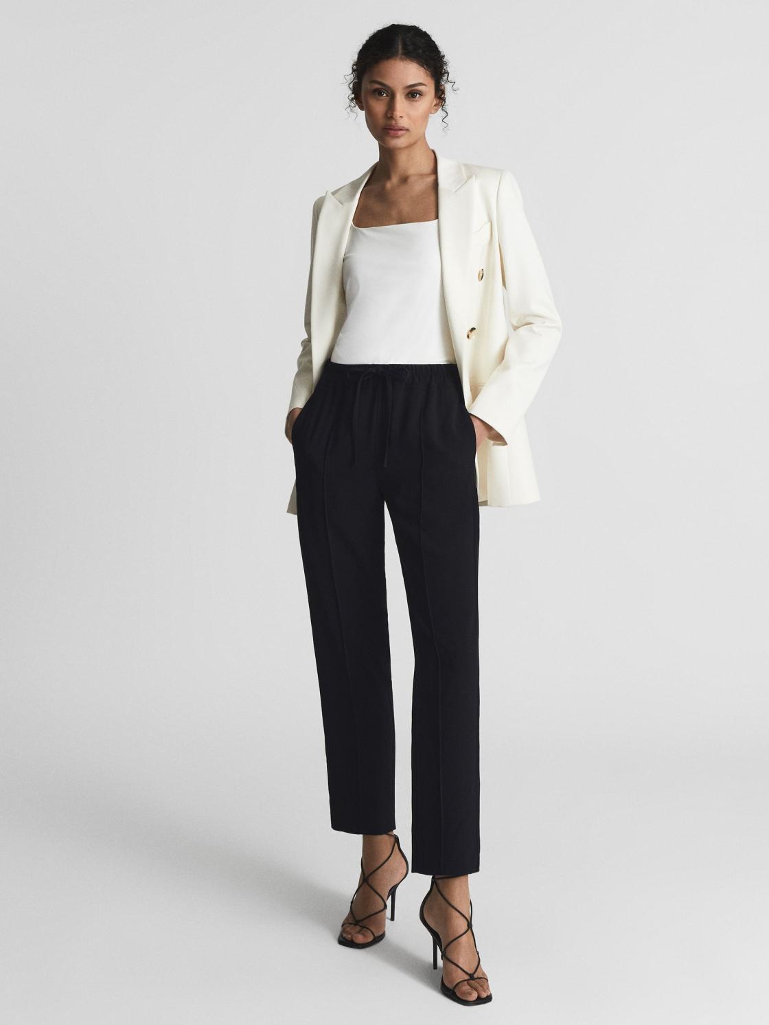 Reiss Trousers | Hailey Pull-On Tapered Trousers Black - Women