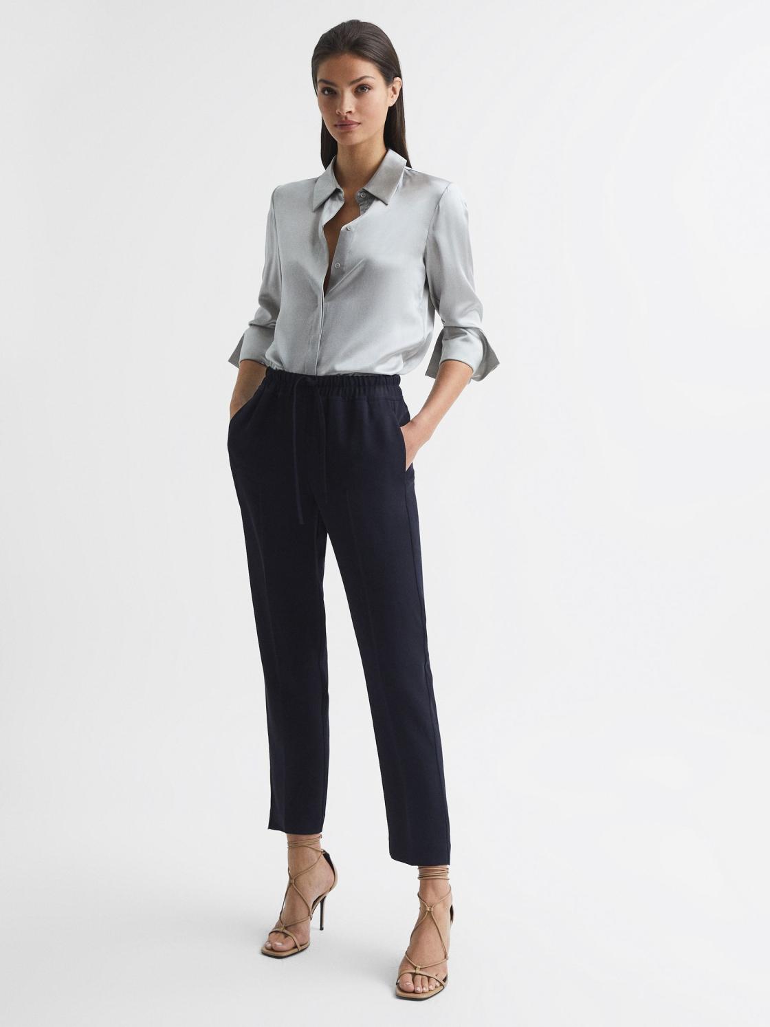 Reiss Trousers | Hailey Pull-On Tapered Trousers Black - Women