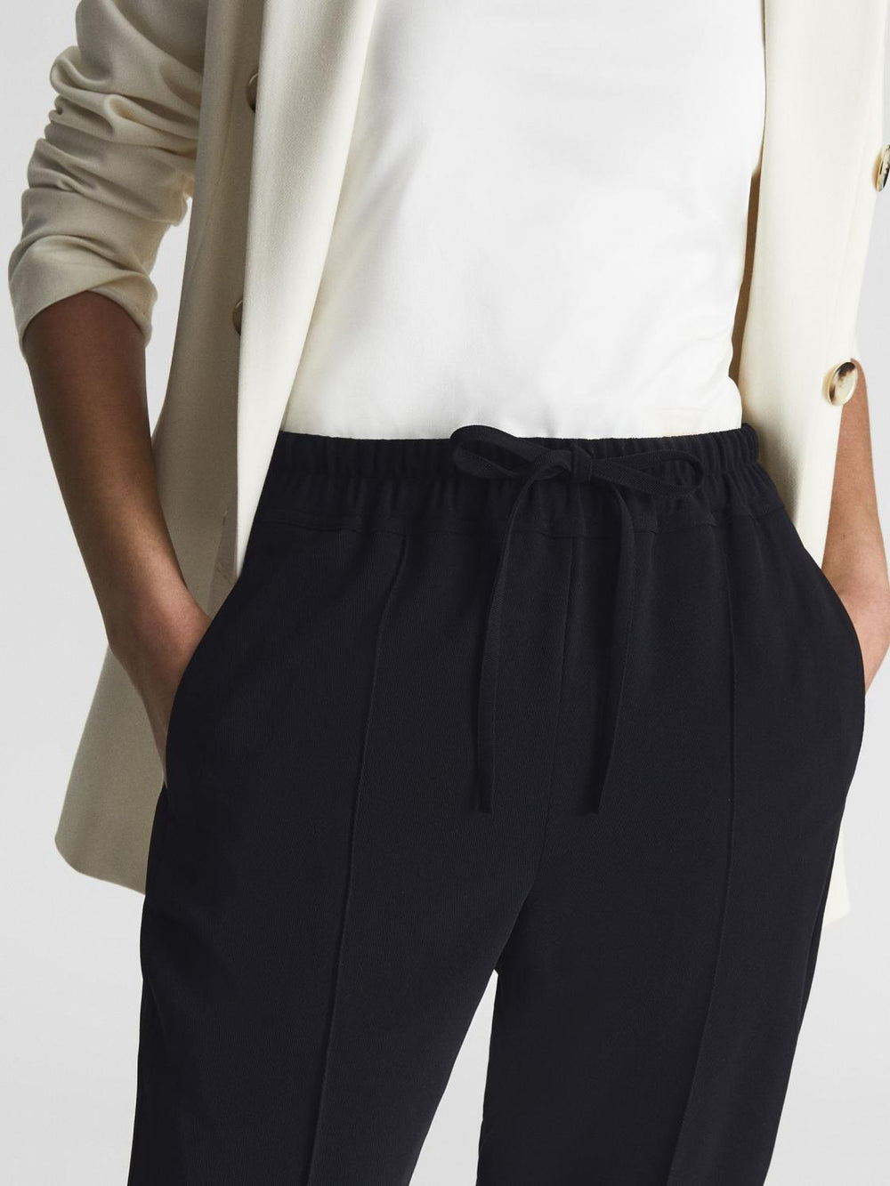 Reiss Trousers | Hailey Pull-On Tapered Trousers Black - Women