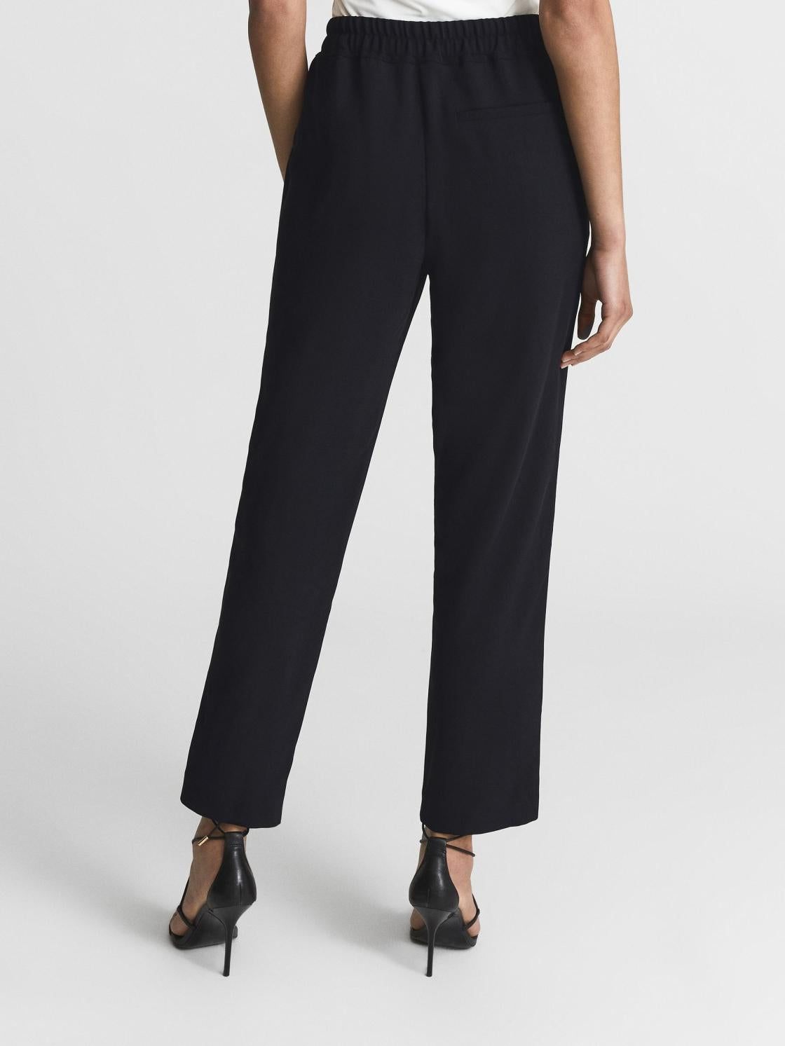 Reiss Trousers | Hailey Pull-On Tapered Trousers Black - Women