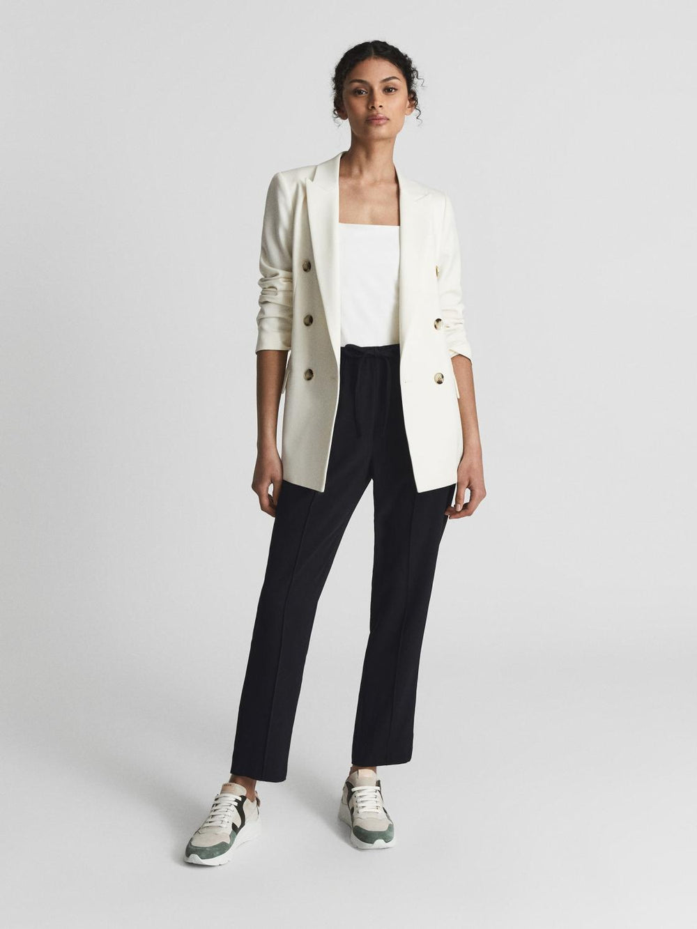 Reiss Trousers | Hailey Pull-On Tapered Trousers Black - Women