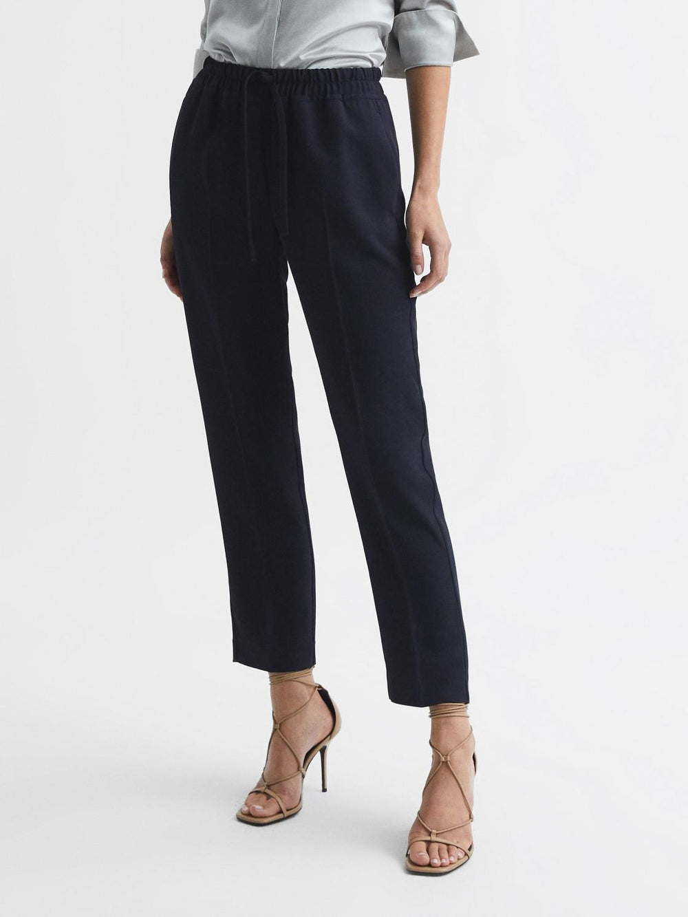 Reiss Trousers | Hailey Pull-On Tapered Trousers Black - Women