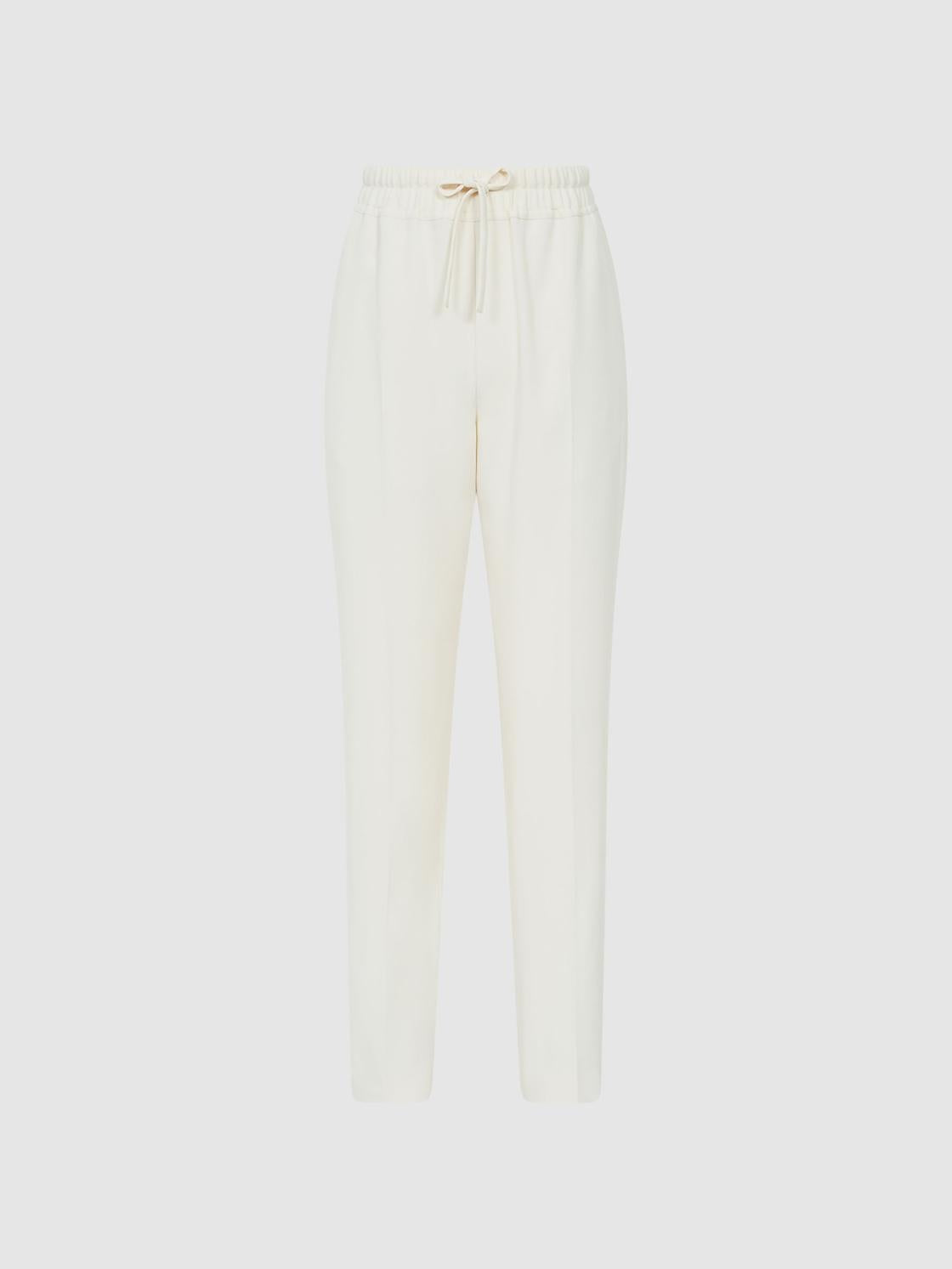 Reiss Trousers | Hailey Pull-On Tapered Trousers Cream - Women
