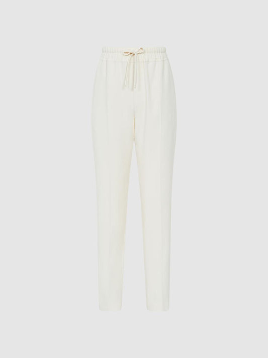 Reiss Trousers | Hailey Pull-On Tapered Trousers Cream - Women