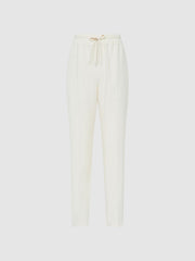 Reiss Trousers | Hailey Pull-On Tapered Trousers Cream - Women