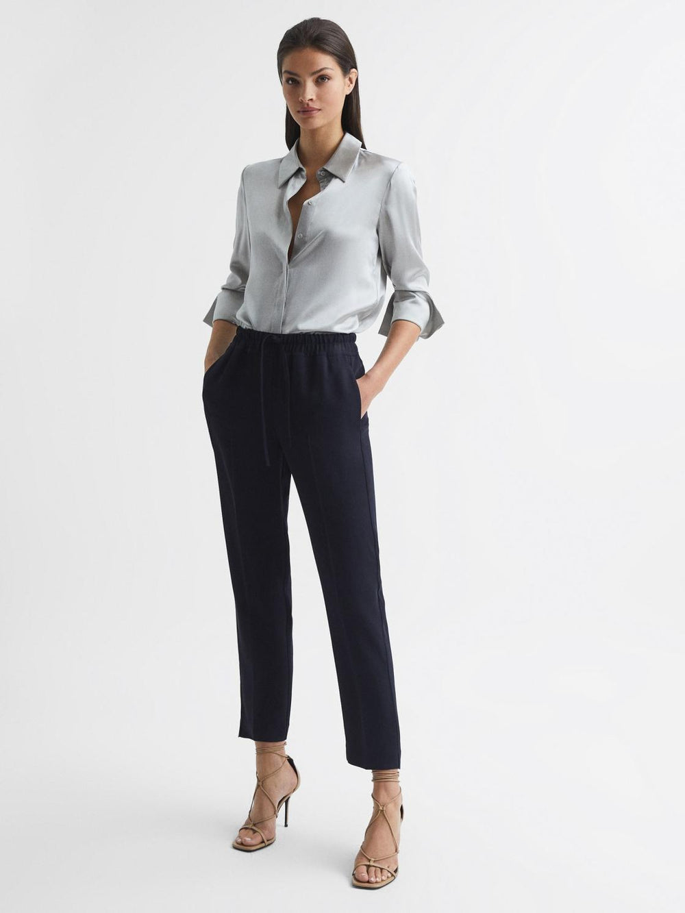 Reiss Trousers | Hailey Pull On Trousers Navy - Women