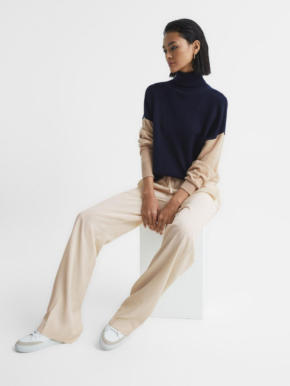 Reiss Trousers | Hailey Wide Wide Leg Pull On Trousers Cream - Women
