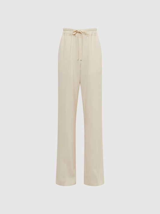 Reiss Trousers | Hailey Wide Wide Leg Pull On Trousers Cream - Women