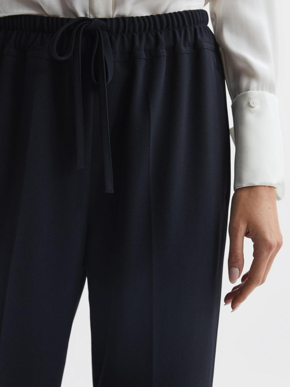 Reiss Trousers | Hailey Wide Wide Leg Pull On Trousers Cream - Women