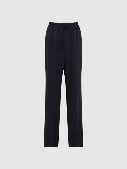 Reiss Trousers | Hailey Wide Wide Leg Pull On Trousers Navy - Women