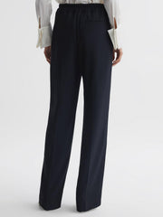 Reiss Trousers | Hailey Wide Wide Leg Pull On Trousers Navy - Women