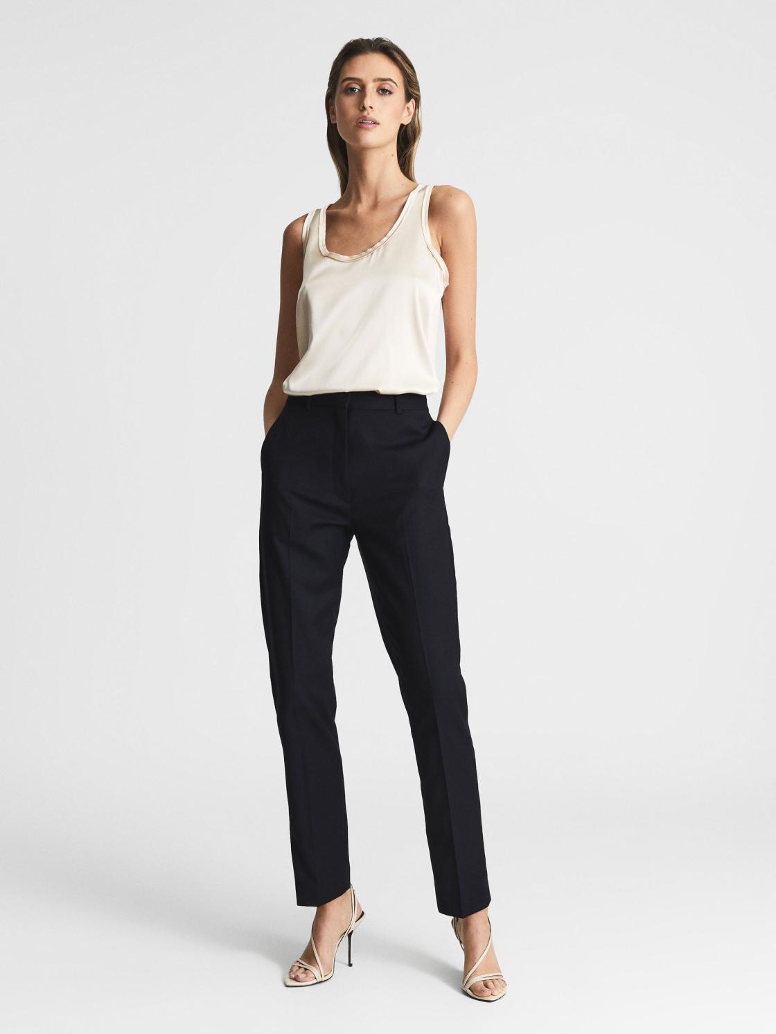 Reiss Trousers | Haisley Slim Leg Tapered Trousers Black - Women