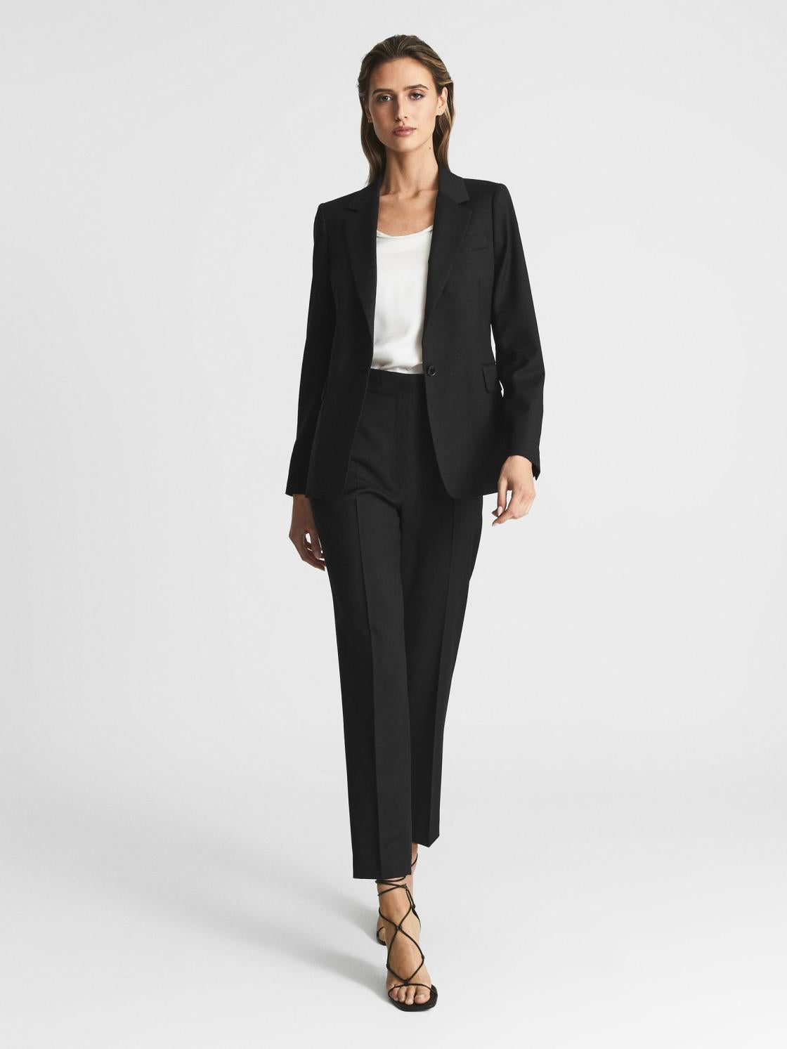 Reiss Trousers | Haisley Slim Leg Tapered Trousers Black - Women
