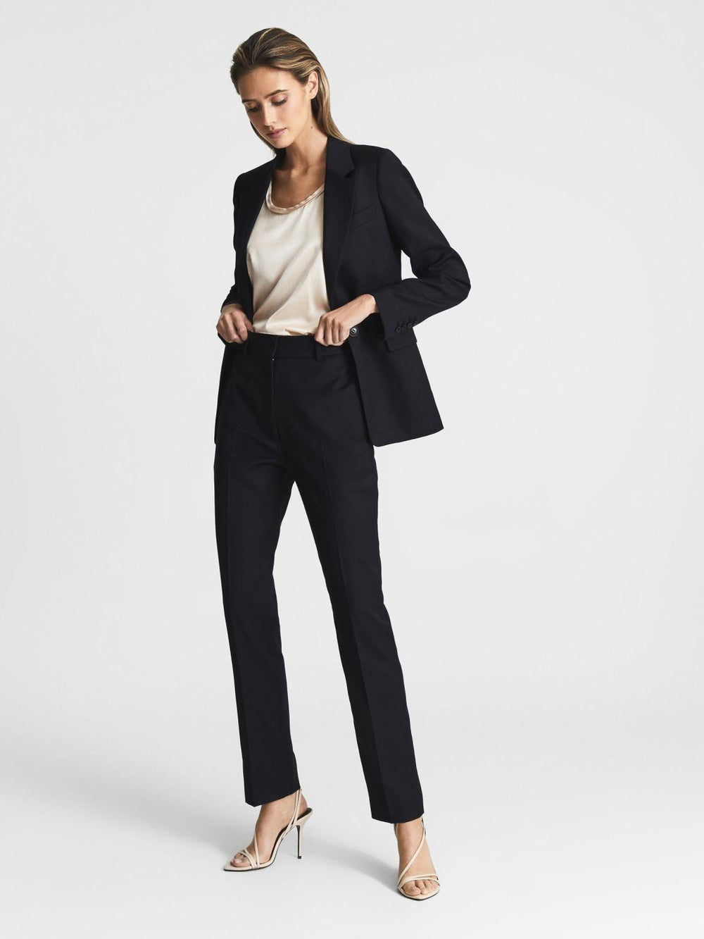Reiss Trousers | Haisley Slim Leg Tapered Trousers Black - Women