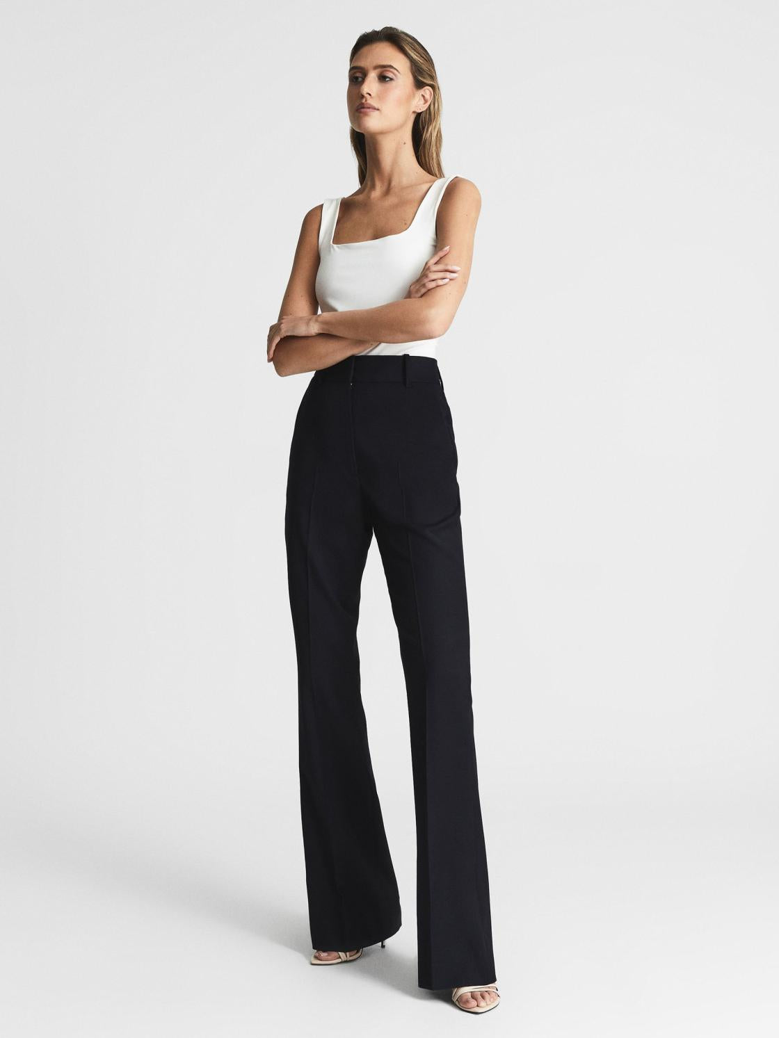 Reiss Trousers | Haisley Tailored Flare Trousers Black - Women