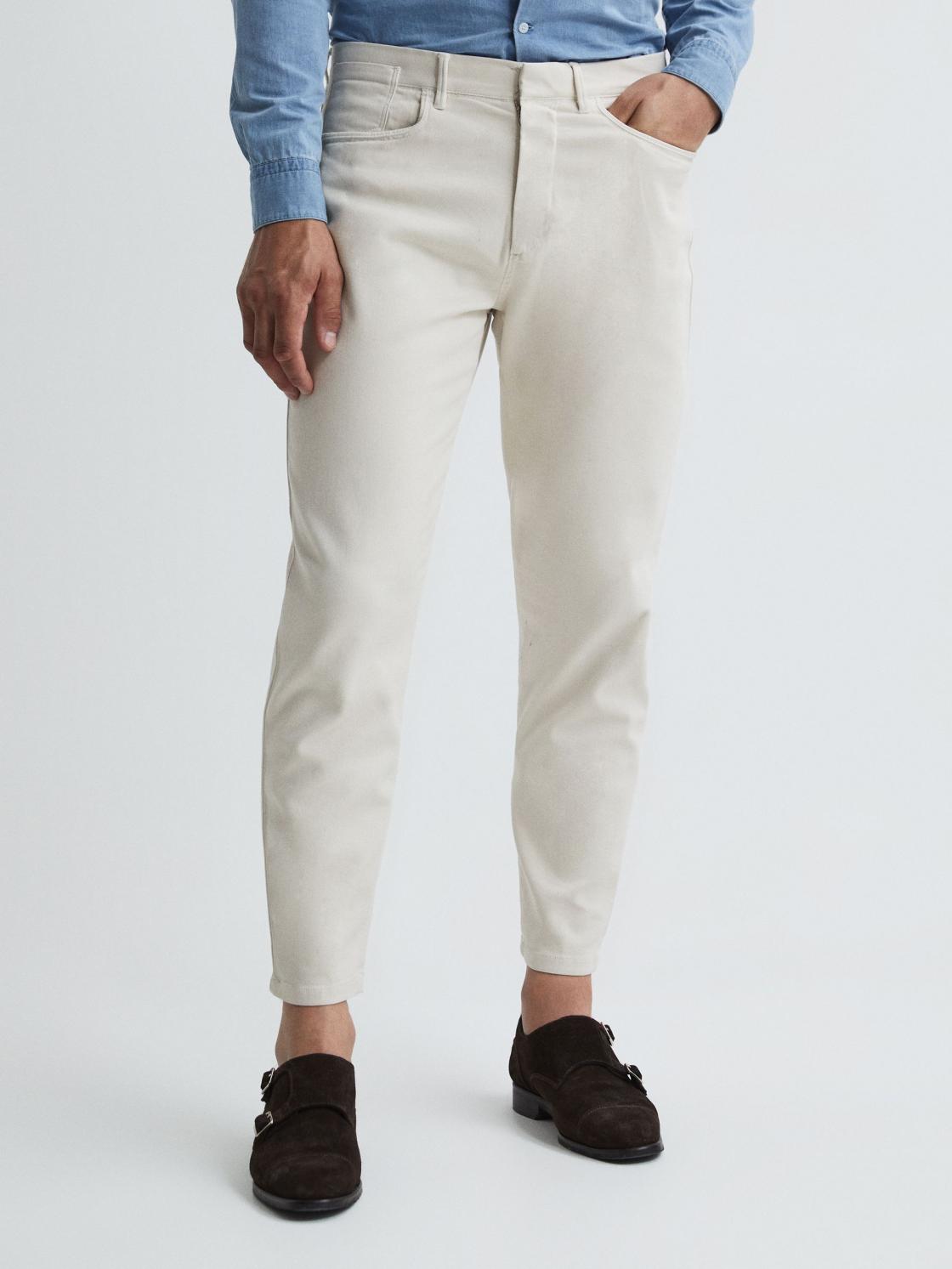 Reiss Trousers | Hammond Brushed Cotton Relaxed Fit Trousers Stone - Men