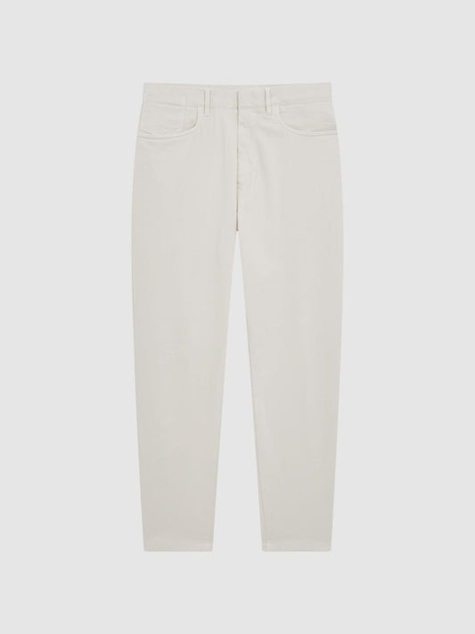 Reiss Trousers | Hammond Brushed Cotton Relaxed Fit Trousers Stone - Men