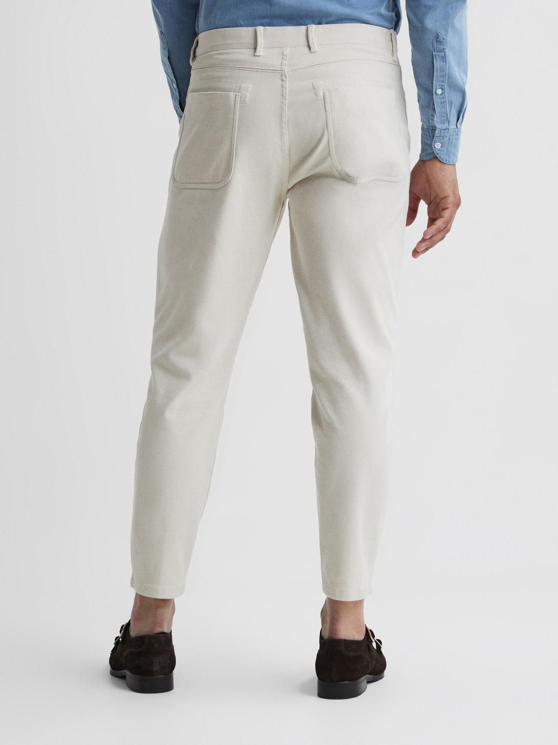 Reiss Trousers | Hammond Brushed Cotton Relaxed Fit Trousers Stone - Men