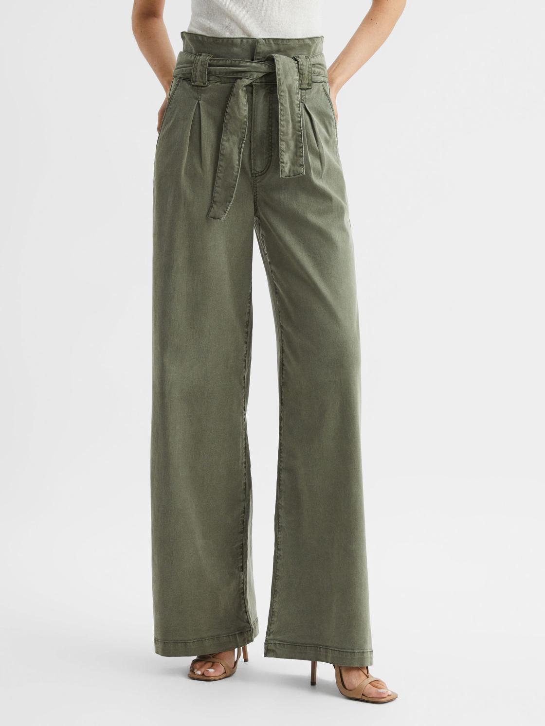 Reiss Trousers | Harper Paige High Rise Paper Bag Trousers Vintage Ivy Green - Women
