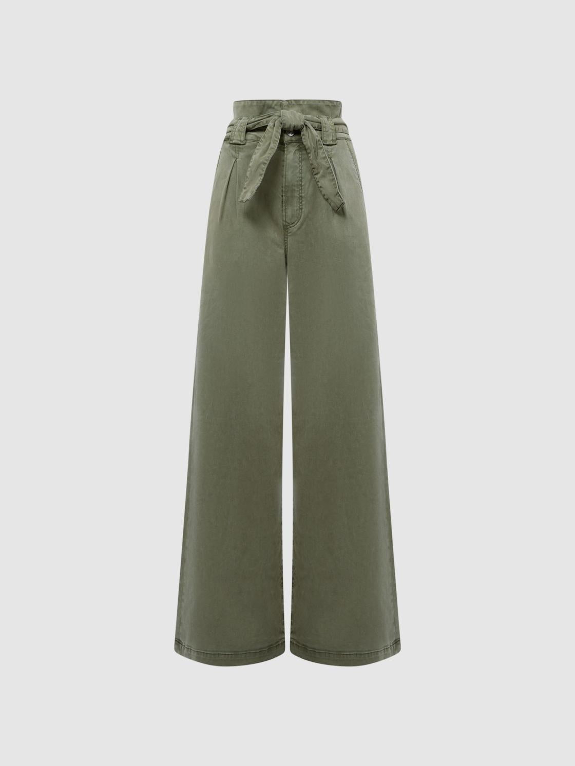 Reiss Trousers | Harper Paige High Rise Paper Bag Trousers Vintage Ivy Green - Women