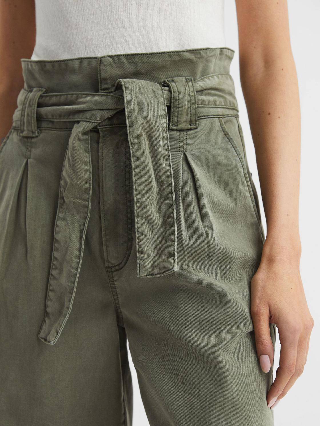 Reiss Trousers | Harper Paige High Rise Paper Bag Trousers Vintage Ivy Green - Women