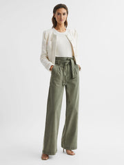 Reiss Trousers | Harper Paige High Rise Paper Bag Trousers Vintage Ivy Green - Women